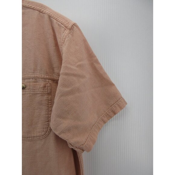 VINTAGE LL Bean Shirt Medium Tall Button Up Utility Textured 90s USA - Picture 3 of 10